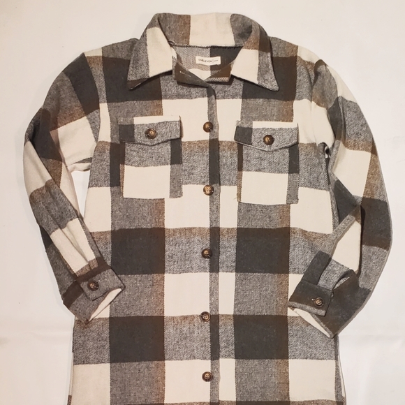 New ONELEVEN LONG PLAID FLANNEL JACKET SHACKET M - Picture 6 of 9